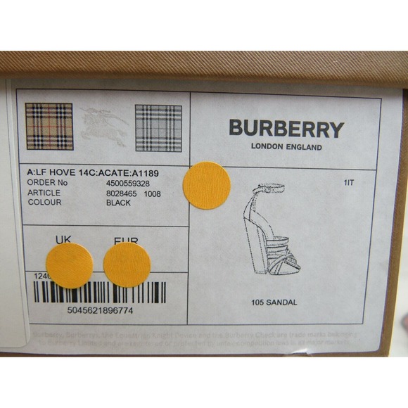 NIB BURBERRY HOVE BLACK LEATHER BUCKLE ANKLE STRAP THONG SANDALS PUMPS 39 ITALY - Picture 12 of 12